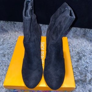 Suede black booties